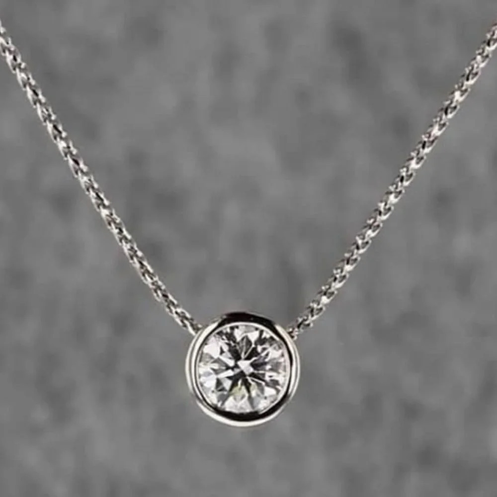 💥Dainty Refine Crystal Clear Round Zircon Pendant Necklaces, UNVN12406